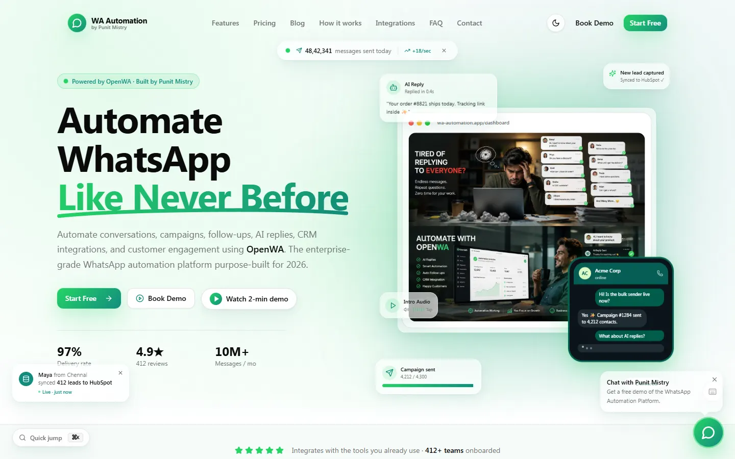 OpenWA Automation — automation product built by TheBombayCoder